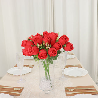 Add Elegance to Your Event with Red Real Touch Silk Rose Bud Flower Bridal Bouquets
