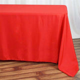 90"x132" Red Polyester Rectangular Tablecloth