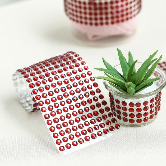 21x11inch Red Self Adhesive Rhinestone Diamond Sticker Wrap Sheets, DIY Craft Gem Stickers