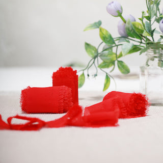 Add Elegance to Your Crafts with Red Silk-Like Chiffon Linen Ribbon