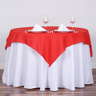 Add Elegance to Your Event with the Red Square Table Overlay