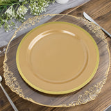 10 Pack | 10inch Regal Gold Round Plastic Dinner Plates