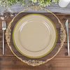 10 Pack | 10inch Regal Taupe and Gold Round Plastic Dinner Plates