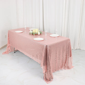 60"x126" Rose Gold Seamless Premium Sequin Rectangle Tablecloth