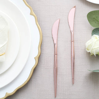 Rose Gold 8" Heavy Duty Plastic Knives for Elegant Events