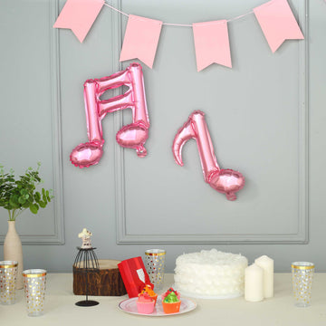 6 Pack Rose Gold Single and Double Music Note Mylar Foil Balloons