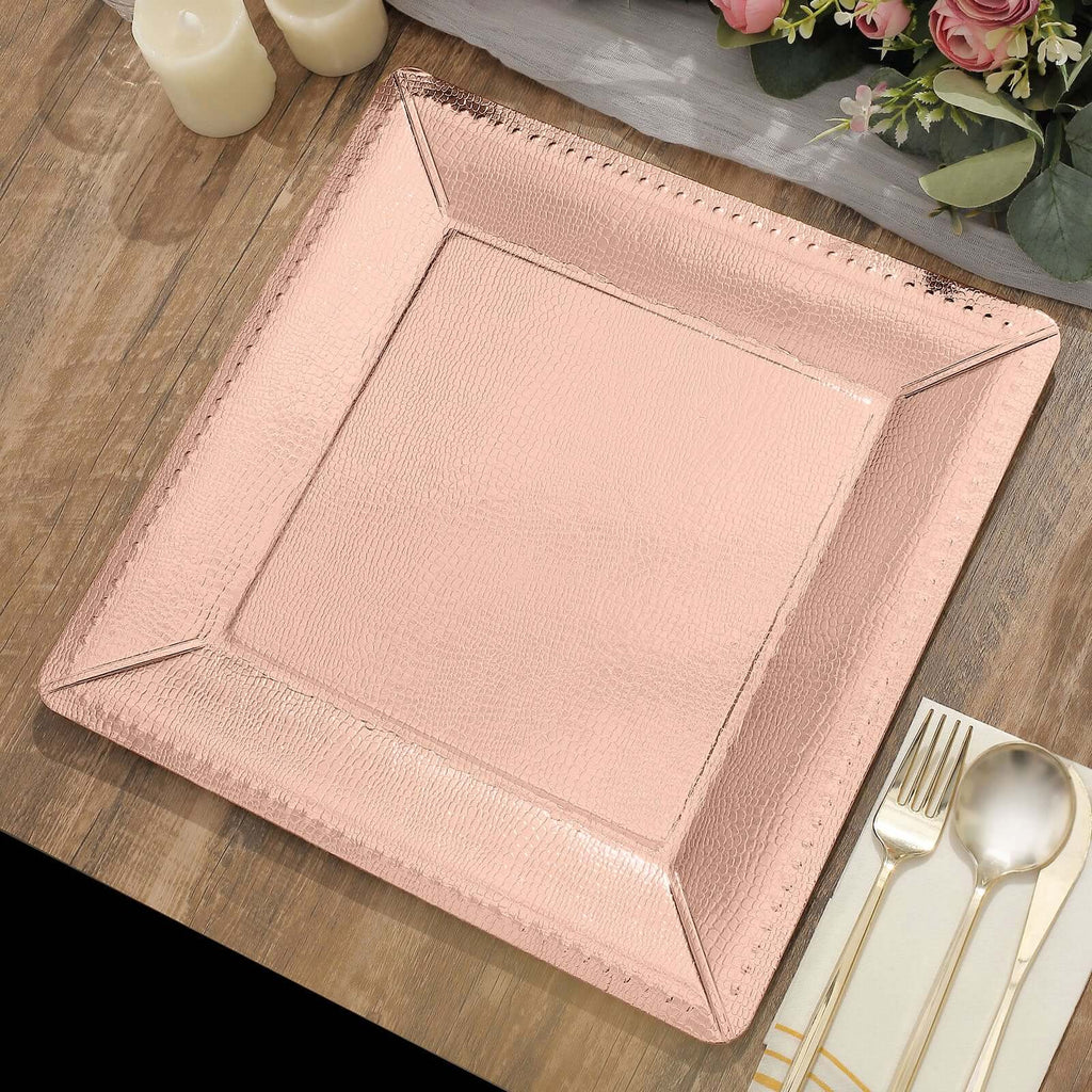 10 Pack 13" Rose Gold Disposable Charger Plates