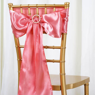 Elevate Your Event with Rose Quartz Satin Chair Sashes
