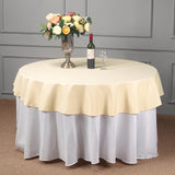 70inch Round Beige Polyester Linen Tablecloth