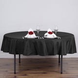 70inch Round Black Polyester Linen Tablecloth