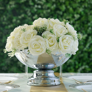 Elegant Metallic Silver Pedestal Flower Pot for Stunning Floral Arrangements