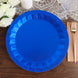 12inch Round Royal Blue Geometric Foil Paper Charger Plates, Disposable Serving Trays - 400 GSM