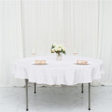 70inch Round White Polyester Linen Tablecloth