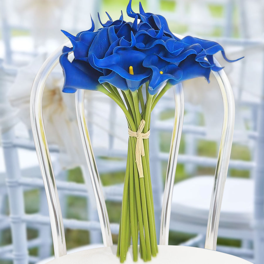 20 Stems | 14inch Royal Blue Artificial Poly Foam Calla Lily Flowers