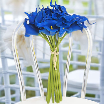 20 Stems | 14" Royal Blue Artificial Poly Foam Calla Lily Flowers
