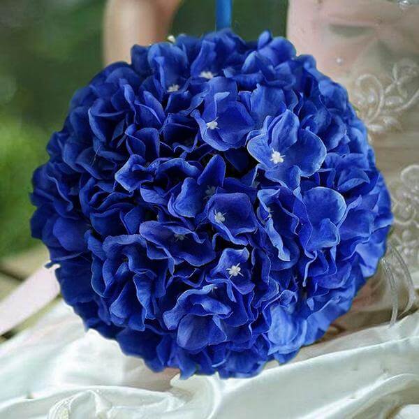 4 Pack | 7inch Royal Blue Artificial Silk Hydrangea Kissing Flower Balls