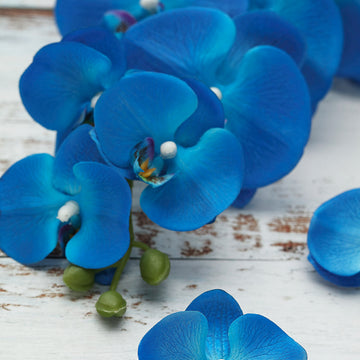 20 Flower Heads | 4" Royal Blue Artificial Silk Moth Orchids For DIY Crafts Floating Decor