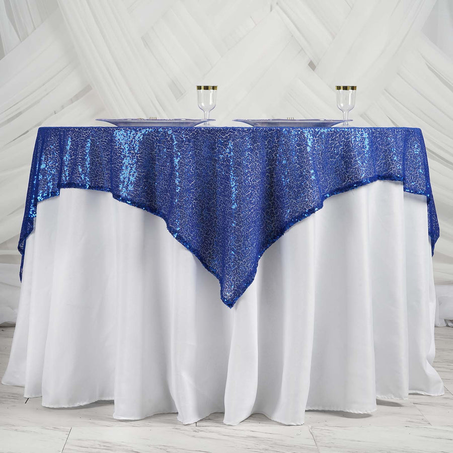 60" x 60" Royal Blue Duchess Sequin Square Overlay