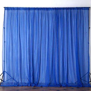 2 Pack Royal Blue Sheer Chiffon Event Curtain Drapes, Inherently Flame Resistant Premium Organza Backdrop Event Panels With Rod Pockets - 10ftx10ft