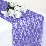 12" x 108" Royal Blue Floral Lace Table Runner