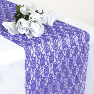 Create a Stunning Table Setting with the Royal Blue Floral Lace Table Runner