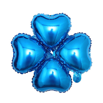 10 Pack 15" Royal Blue Four Leaf Clover Shaped Mylar Foil Balloons