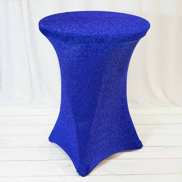 Royal Blue Metallic Shiny Glittered Spandex Cocktail Table Cover