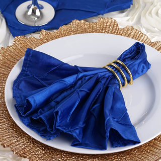 Elevate Your Event with Royal Blue Pintuck Satin Cloth Dinner Napkins