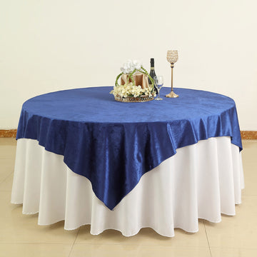 72"x72" Royal Blue Premium Soft Velvet Table Overlay, Square Tablecloth Topper