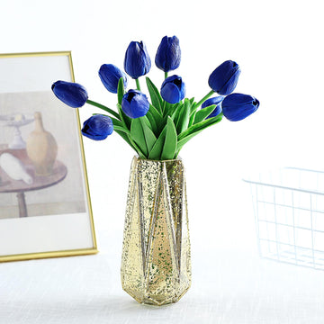 10 Stems | 13" Royal Blue Real Touch Artificial Foam Tulip Flowers