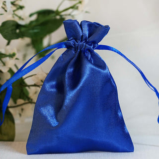 Royal Blue Satin Drawstring Wedding Party Favor Gift Bags