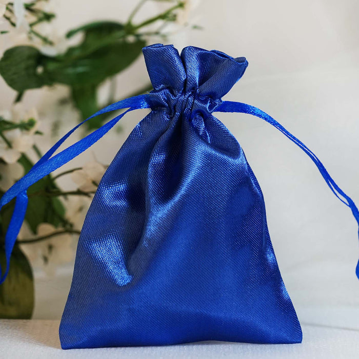 12 Pack | 3inches Royal Blue Satin Drawstring Wedding Party Favor Gift Bags