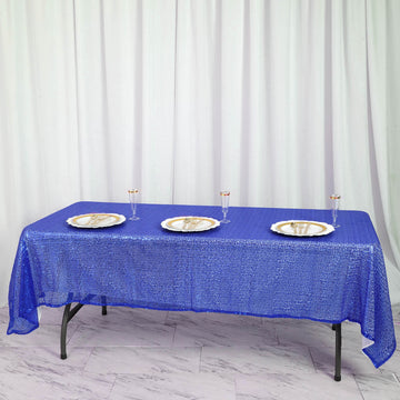 60"x102" Royal Blue Seamless Premium Sequin Rectangle Tablecloth