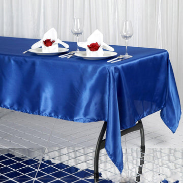 60"x102" Royal Blue Seamless Smooth Satin Rectangular Tablecloth
