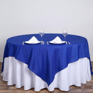Elevate Your Event Decor with the Royal Blue 90"x90" Square Polyester Table Overlay