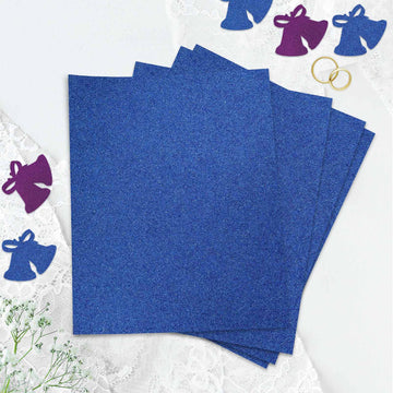 10 Pack | Royal Blue Self-Adhesive Glitter DIY Craft Foam Sheets - 12"x10"