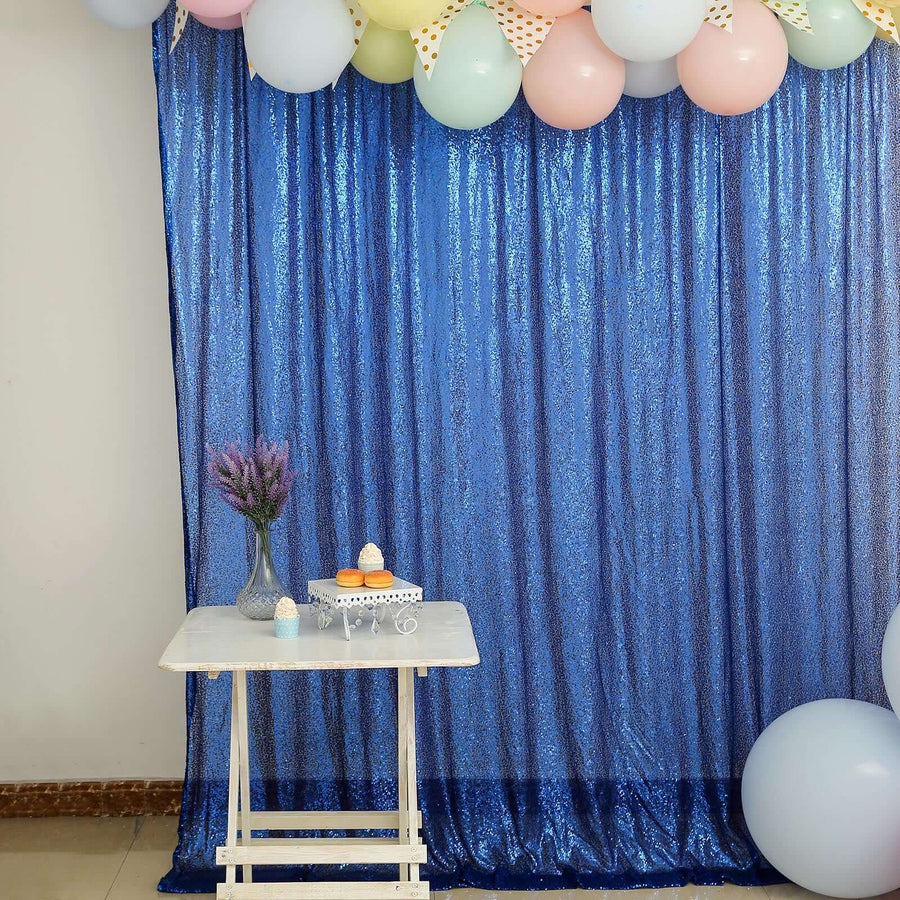 8ftx8ft Royal Blue Sequin Event Background Drape, Photo Backdrop Curtain Panel