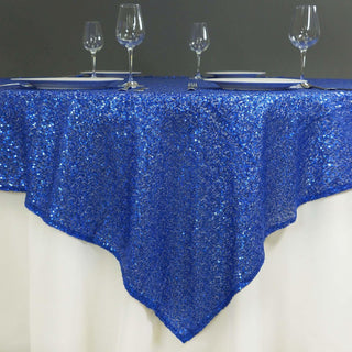 Add a Touch of Elegance with the Royal Blue Sequin Table Overlay