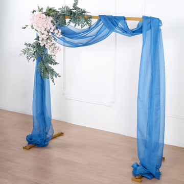 18ft Royal Blue Sheer Organza Wedding Arch Drapery Fabric, Window Scarf Valance