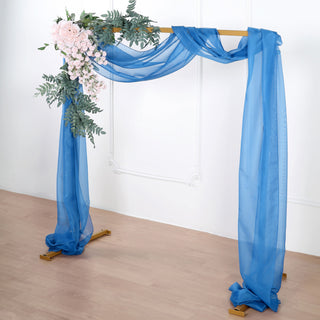 Elegant Royal Blue Sheer Organza Wedding Arch Drapery Fabric