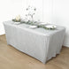 6ft Silver Metallic Shimmer Tinsel Spandex Table Cover With Plain Top, Rectangular Fitted Tablecloth