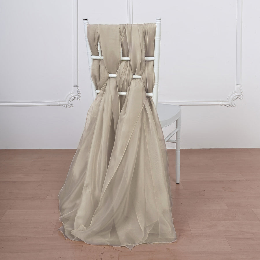 5 Pack | 22 x 78 inches Natural DIY Premium Designer Chiffon Chair Sashes