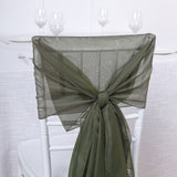 22 inch x 78 inch Olive Green DIY Premium Designer Chiffon Chair Sashes