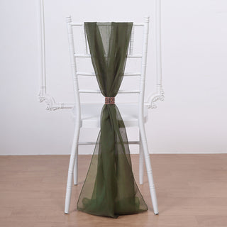 Enhance Your Event Decor with Olive Green DIY Premium Designer Chiffon Chair Sashes