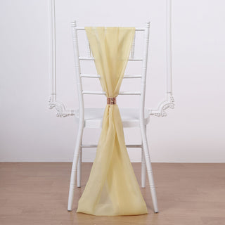 Elegant Champagne DIY Premium Designer Chiffon Chair Sashes - 5 Pack
