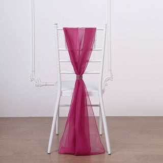 Mesmerizing Fuchsia Chiffon Chair Sashes for an Enchanting Touch