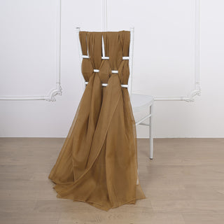Elegant Gold DIY Premium Designer Chiffon Chair Sashes