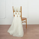 5 Pack | 22x78 inches Ivory DIY Premium Designer Chiffon Chair Sashes