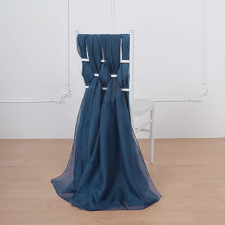 Elevate Your Event with Navy Blue Chiffon Chair Sashes