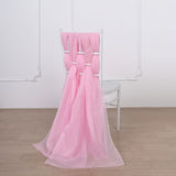 5 Pack | 22x78 Inches Pink DIY Premium Designer Chiffon Chair Sashes